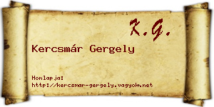 Kercsmár Gergely névjegykártya