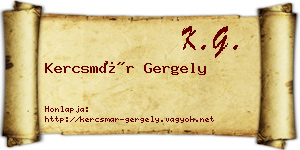 Kercsmár Gergely névjegykártya